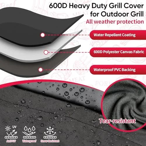 NEXCOVER Grill Cover, 30 Inch Waterproof BBQ Cover, 600D Heavy Duty Gas Grill Cover, Fade Resistant, Weather Resistant, Rip Resistant for Weber, Brinkmann, Char Broil thumbnail 3