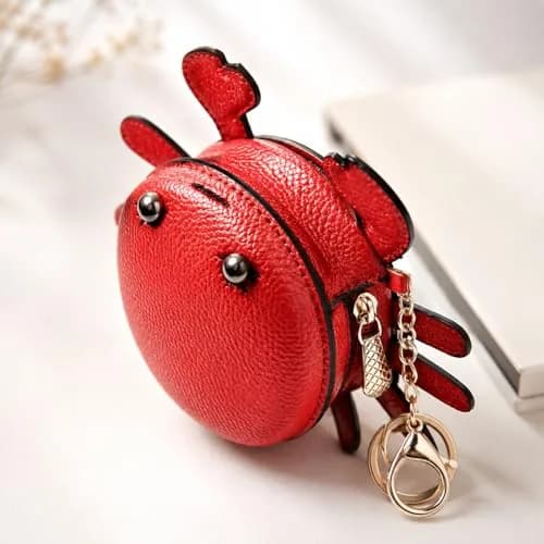 QZUnique Crab Coin Purse Keychain Bag - Red 9.5cm (3.74"L x 1.96"W x 3.74"H) | Cute Animal Shaped Zippered Pouch thumbnail 6
