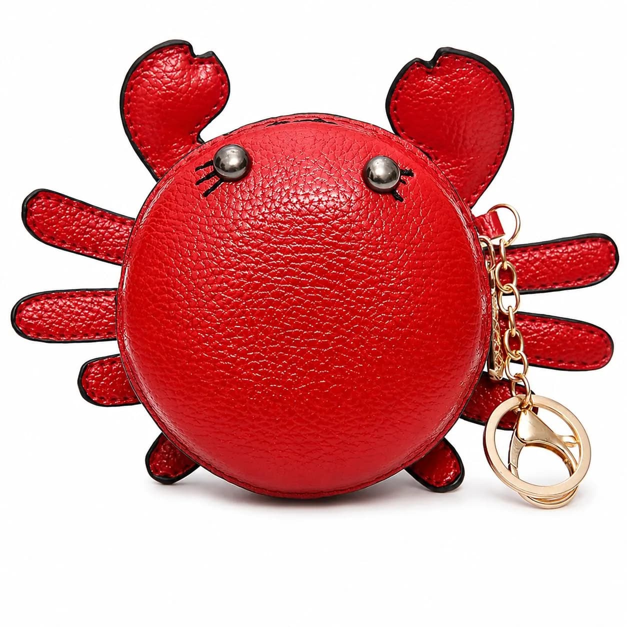 QZUnique Crab Coin Purse Keychain Bag - Red 9.5cm (3.74"L x 1.96"W x 3.74"H) | Cute Animal Shaped Zippered Pouch