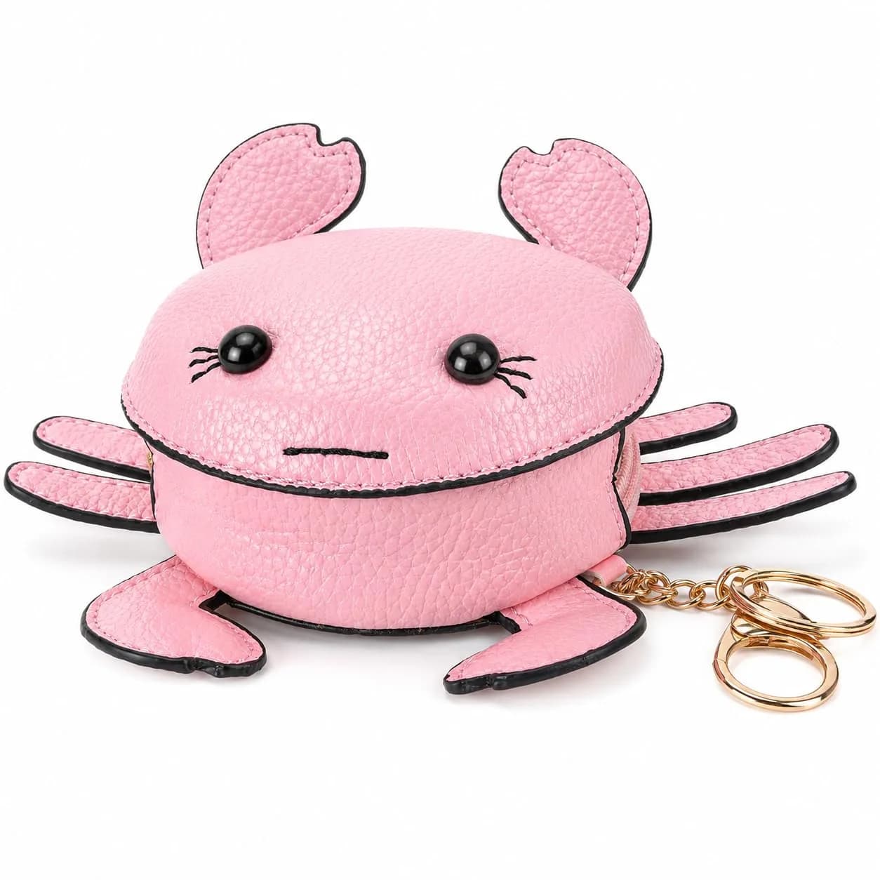 QZUnique Crab Coin Purse Keychain Bag - Pink 7.4cm (2.9in) | Cute 3D Animal Shaped Change Pouch with Zipper thumbnail 4