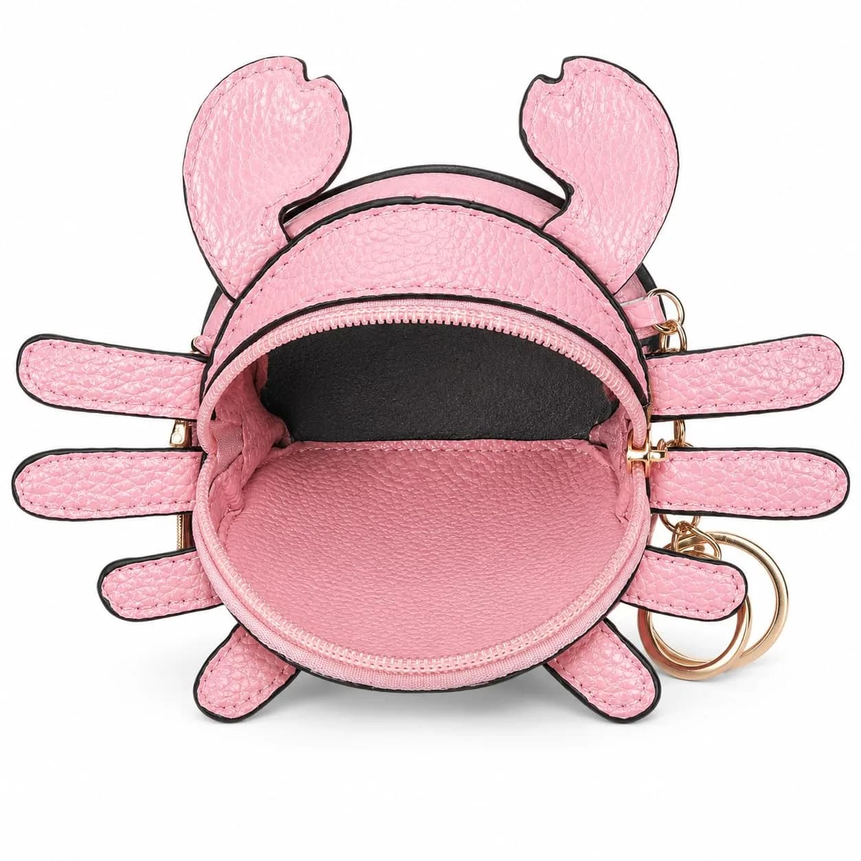 QZUnique Crab Coin Purse Keychain Bag - Pink 7.4cm (2.9in) | Cute 3D Animal Shaped Change Pouch with Zipper thumbnail 5