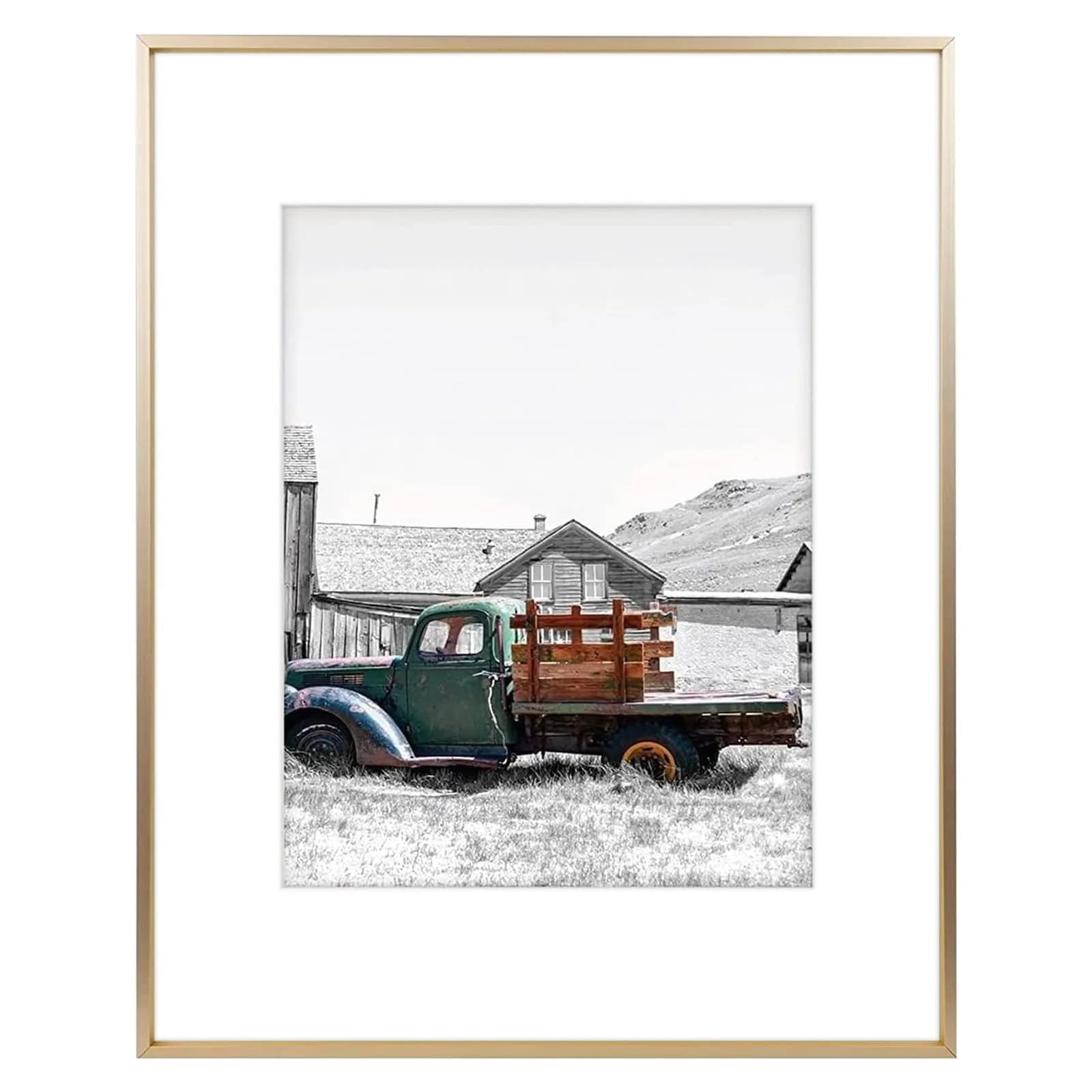 Golden State Art 16x20 Gold Aluminum Frame, Real Glass, Mat Fits 11x14 | Elegant Wall & Tabletop Display — Gold / 16x20
