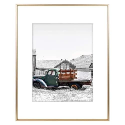 Golden State Art 16x20 Gold Aluminum Frame, Real Glass, Mat Fits 11x14 | Elegant Wall & Tabletop Display thumbnail 1