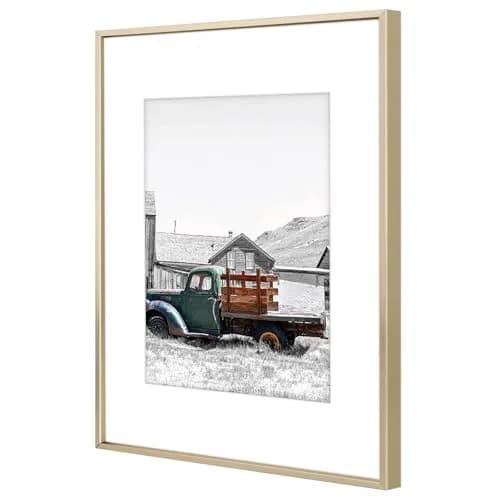 Golden State Art 16x20 Gold Aluminum Frame, Real Glass, Mat Fits 11x14 | Elegant Wall & Tabletop Display thumbnail 7