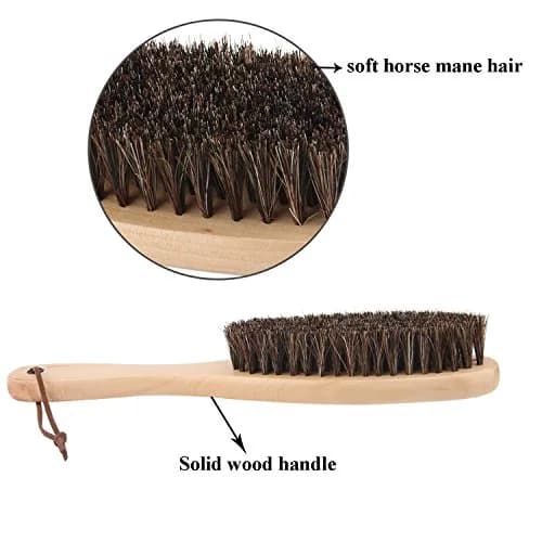 Cokaka Soft Bristle Clothes Brush with Wooden Handle & Horsehair - 2-Pack | Genuine Horsehair for Garments, Suits, Shoes, Furniture thumbnail 6