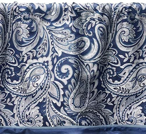 Madison Park Faux Silk Paisley Jacquard Valance 50x18" Navy | Elegant Paisley Design with Beaded Trim thumbnail 3