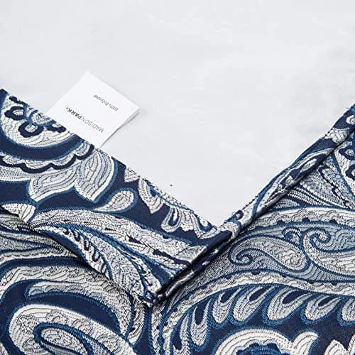 Madison Park Faux Silk Paisley Jacquard Valance 50x18" Navy | Elegant Paisley Design with Beaded Trim thumbnail 4