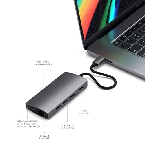 Satechi Multi-Port Hub V2 Space Gray | 4K HDMI, 115W PD Charging, USB-C Expansion thumbnail 5