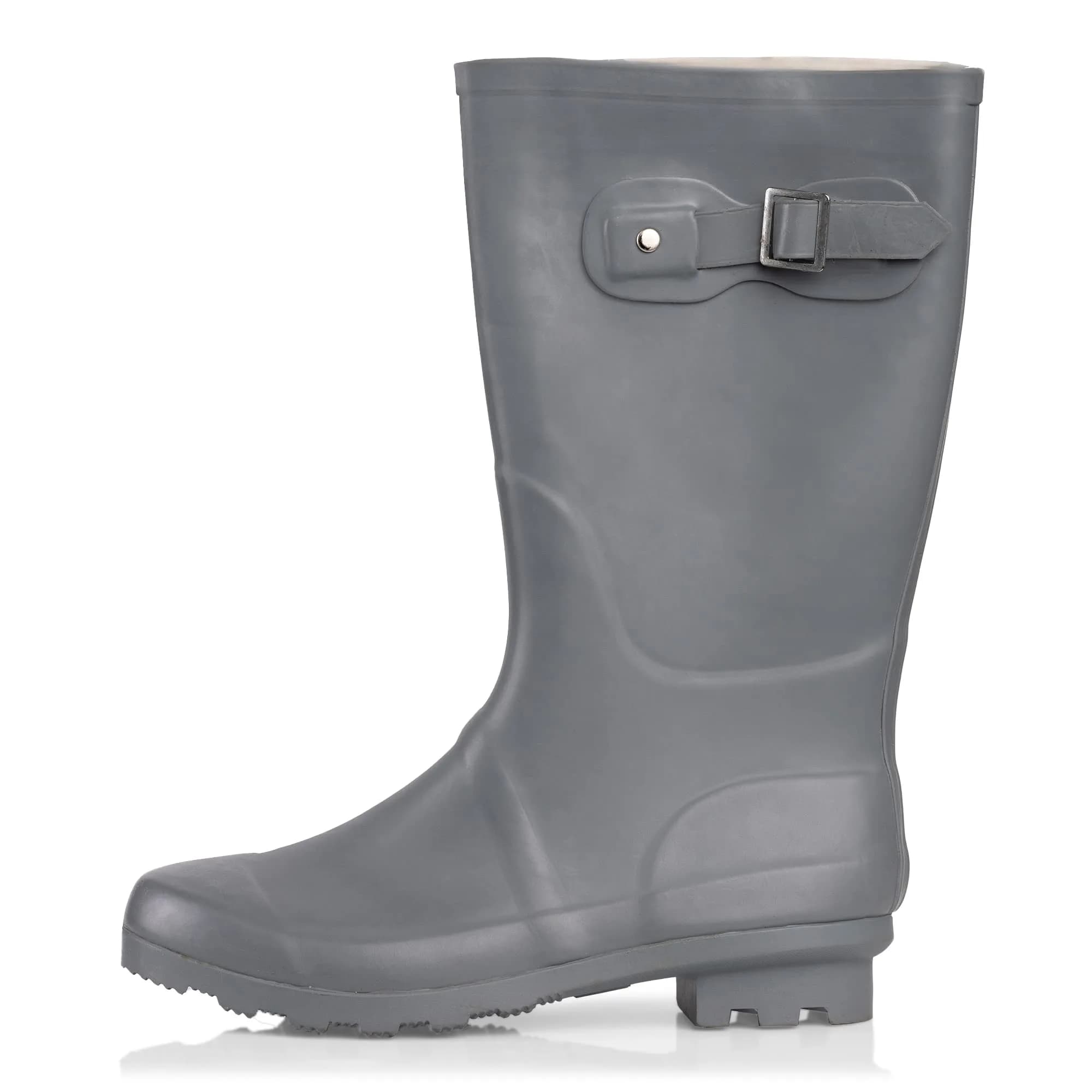 NORTY Waterproof Rain Boots for Women Size 7 | Slip-Resistant & Stylish (70-120 chars) — Matte Charcoal