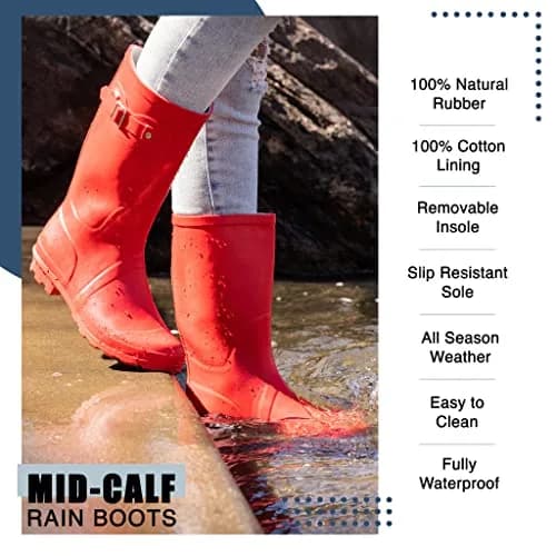 NORTY Waterproof Rain Boots for Women Size 7 | Slip-Resistant & Stylish (70-120 chars) thumbnail 6