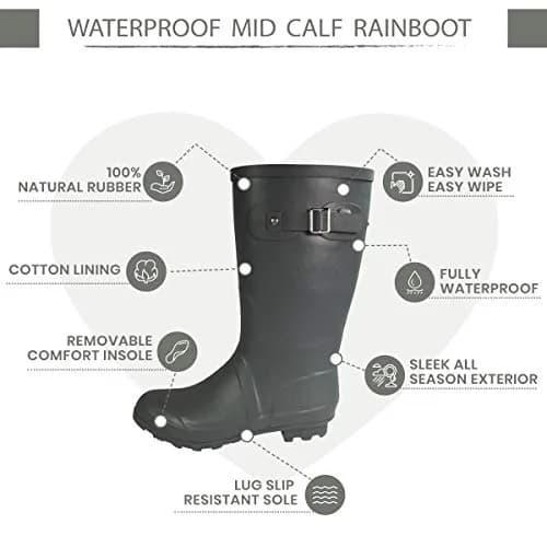 NORTY Waterproof Rain Boots for Women Size 7 | Slip-Resistant & Stylish (70-120 chars) thumbnail 8