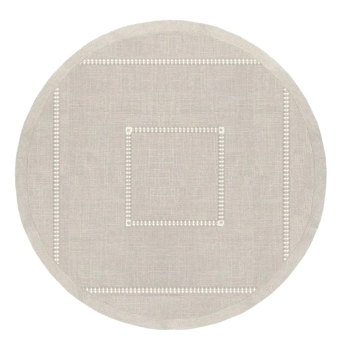 Grelucgo Handmade Double Hemstitch Natural Round Tablecloth 54 Inch | Rustic Farmhouse Style