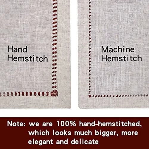 Grelucgo Handmade Double Hemstitch Natural Round Tablecloth 54 Inch | Rustic Farmhouse Style thumbnail 3