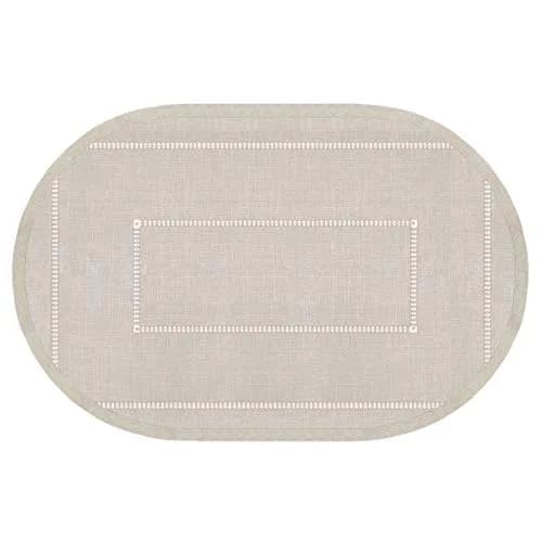 Grelucgo Handmade Double Hemstitch Natural Oval Tablecloth 54x72 Inch | Rustic & Durable thumbnail 2