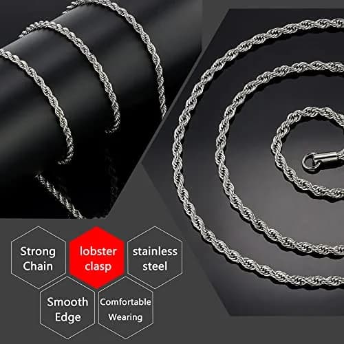 HolyFast Twist Chain Necklace - Stainless Steel Rope Jewelry for Men & Women | Effortless Style & Daily Wear (70-120 chars) thumbnail 5