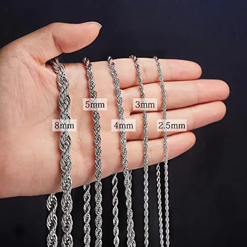 HolyFast Twist Chain Necklace - Stainless Steel Rope Jewelry for Men & Women | Effortless Style & Daily Wear (70-120 chars) thumbnail 7