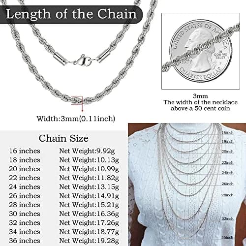HolyFast Twist Chain Necklace - Stainless Steel Rope Jewelry for Men & Women | Effortless Style & Daily Wear (70-120 chars) thumbnail 9