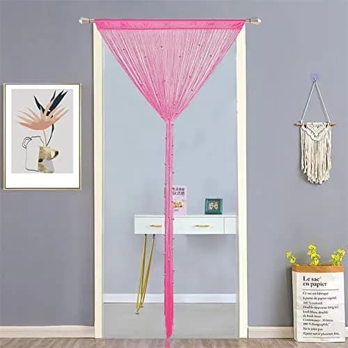 HSYLYM Beaded Macrame Fringe Boho Curtains for Doorways & Windows 39"W x 79"L | Modern Boho Home Decor thumbnail 3