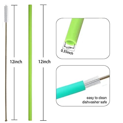 Tegion Extra Long Silicone Straws 33cm (13 Inch) | Pack of 8 Reusable Straws for Tall Tumblers thumbnail 6