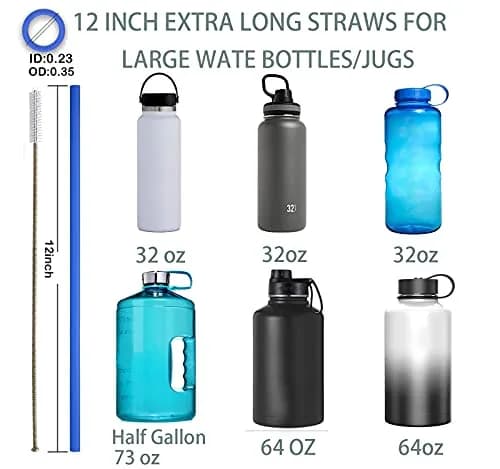 Tegion Extra Long Silicone Straws 33cm (13 Inch) | Pack of 8 Reusable Straws for Tall Tumblers thumbnail 2