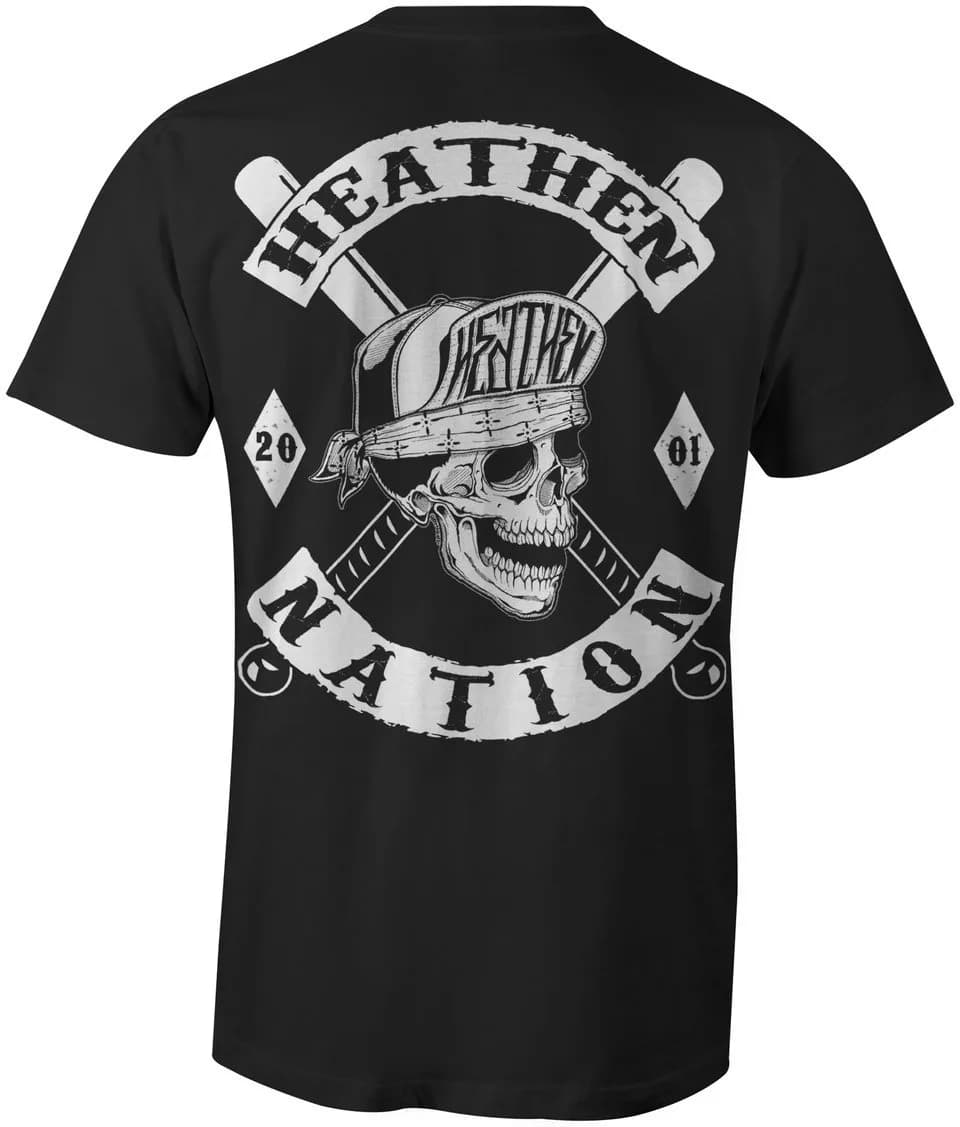 Heathen Nation T-Shirt Large Black | 100% Cotton Casual Tee for Men