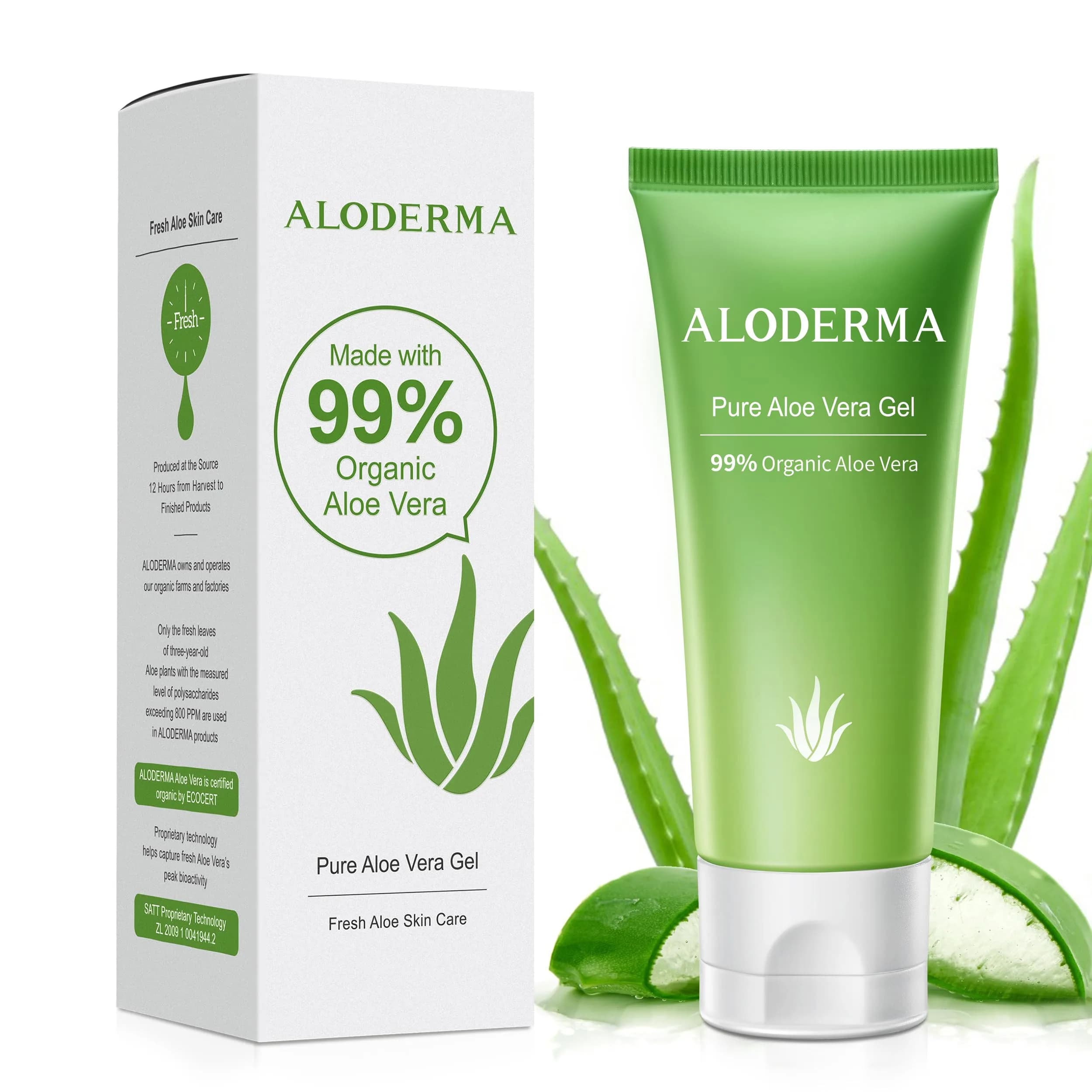 Aloderma 99% Organic Aloe Vera Gel 45ml (1.5oz) | Soothes & Hydrates Sun-Exposed Skin - main product image