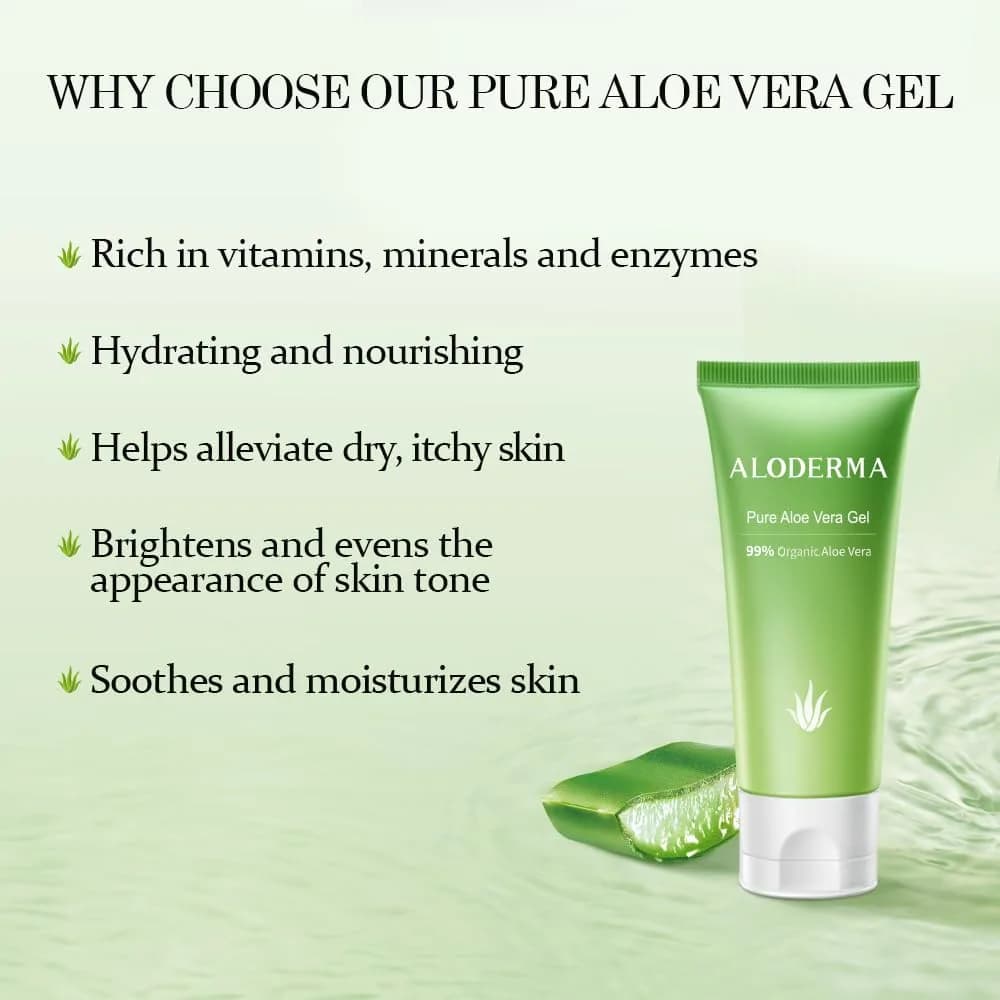 Aloderma 99% Organic Aloe Vera Gel 45ml (1.5oz) | Soothes & Hydrates Sun-Exposed Skin - view 2