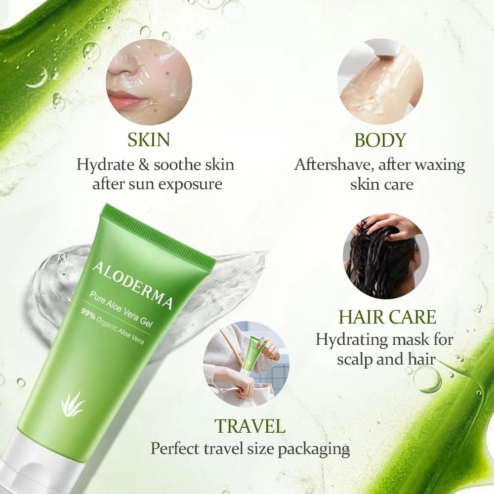 Aloderma 99% Organic Aloe Vera Gel 45ml (1.5oz) | Soothes & Hydrates Sun-Exposed Skin - view 3
