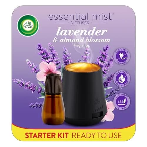 Air Wick Essential Mist Starter Kit Lavender & Almond Blossom | Cordless Diffuser with 20ml Refill — Lavender & Almond Blossom
