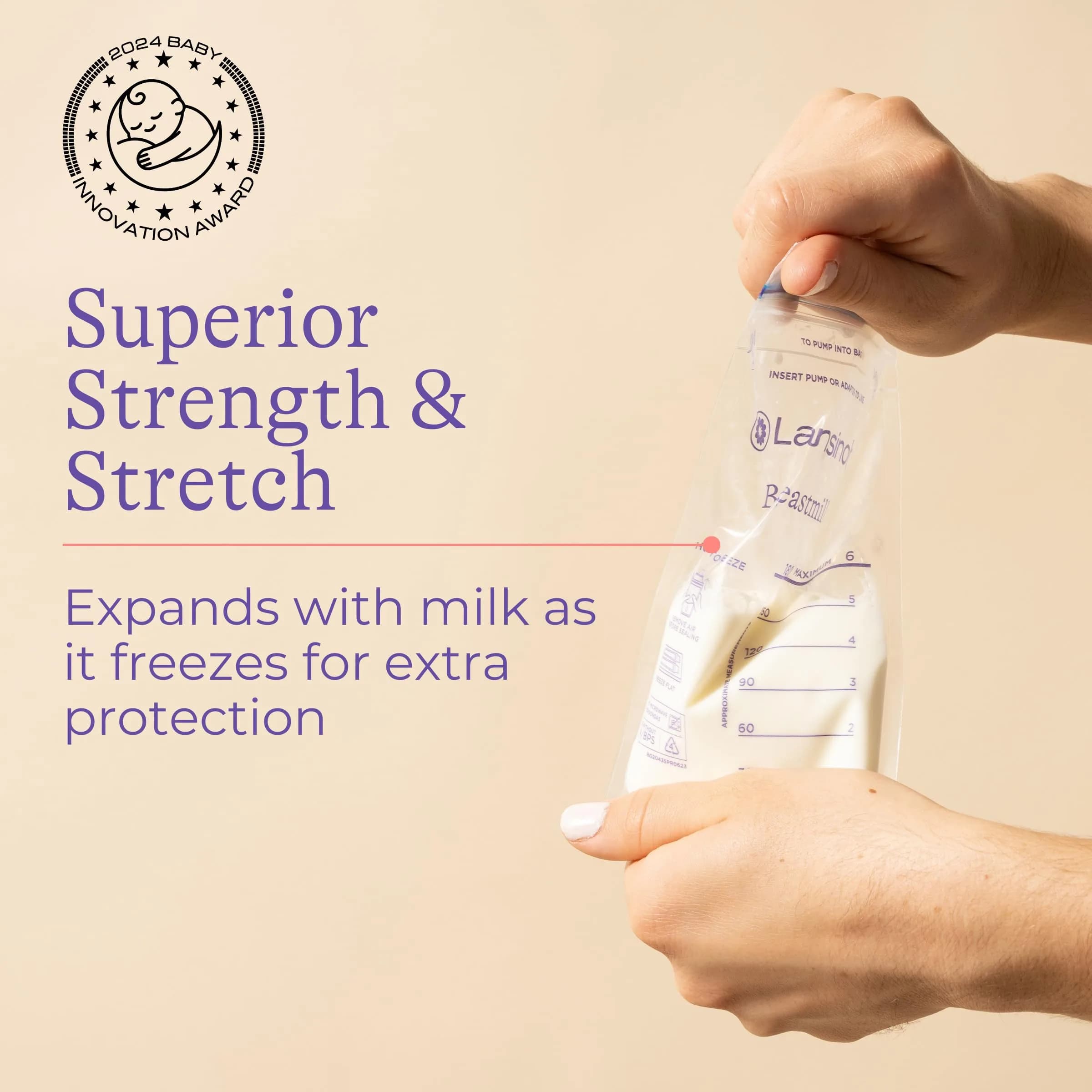 Lansinoh Breastmilk Storage Bags 6oz (177ml) with 2 Pump Adapters | USA-Imported, BPA-Free, 50 Count - view 6