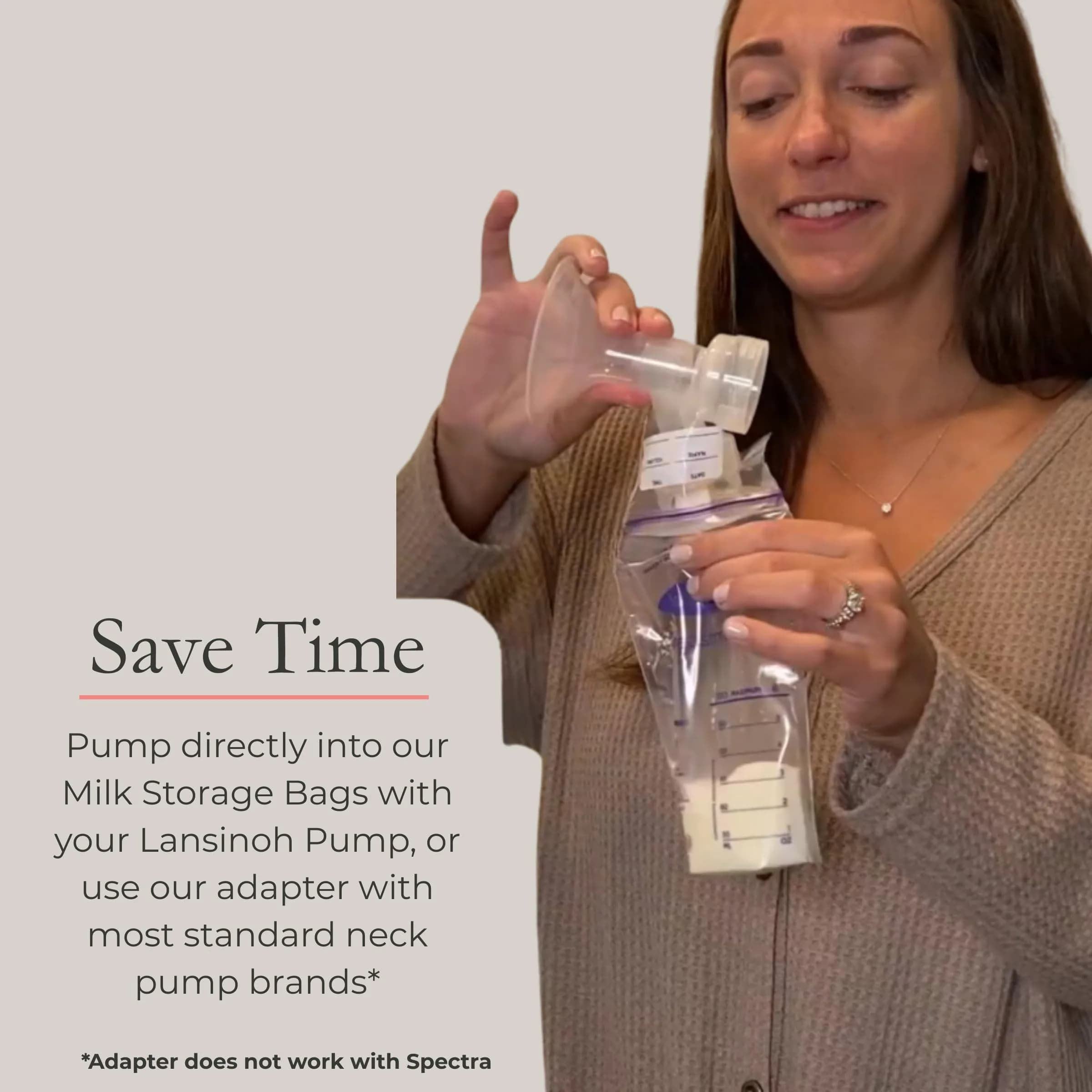 Lansinoh Breastmilk Storage Bags 6oz (177ml) with 2 Pump Adapters | USA-Imported, BPA-Free, 50 Count - view 9