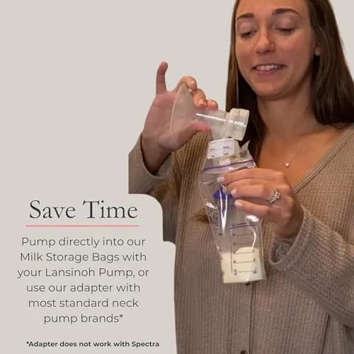 Lansinoh Breastmilk Storage Bags 6oz (177ml) with 2 Pump Adapters | USA-Imported, BPA-Free, 50 Count thumbnail 9