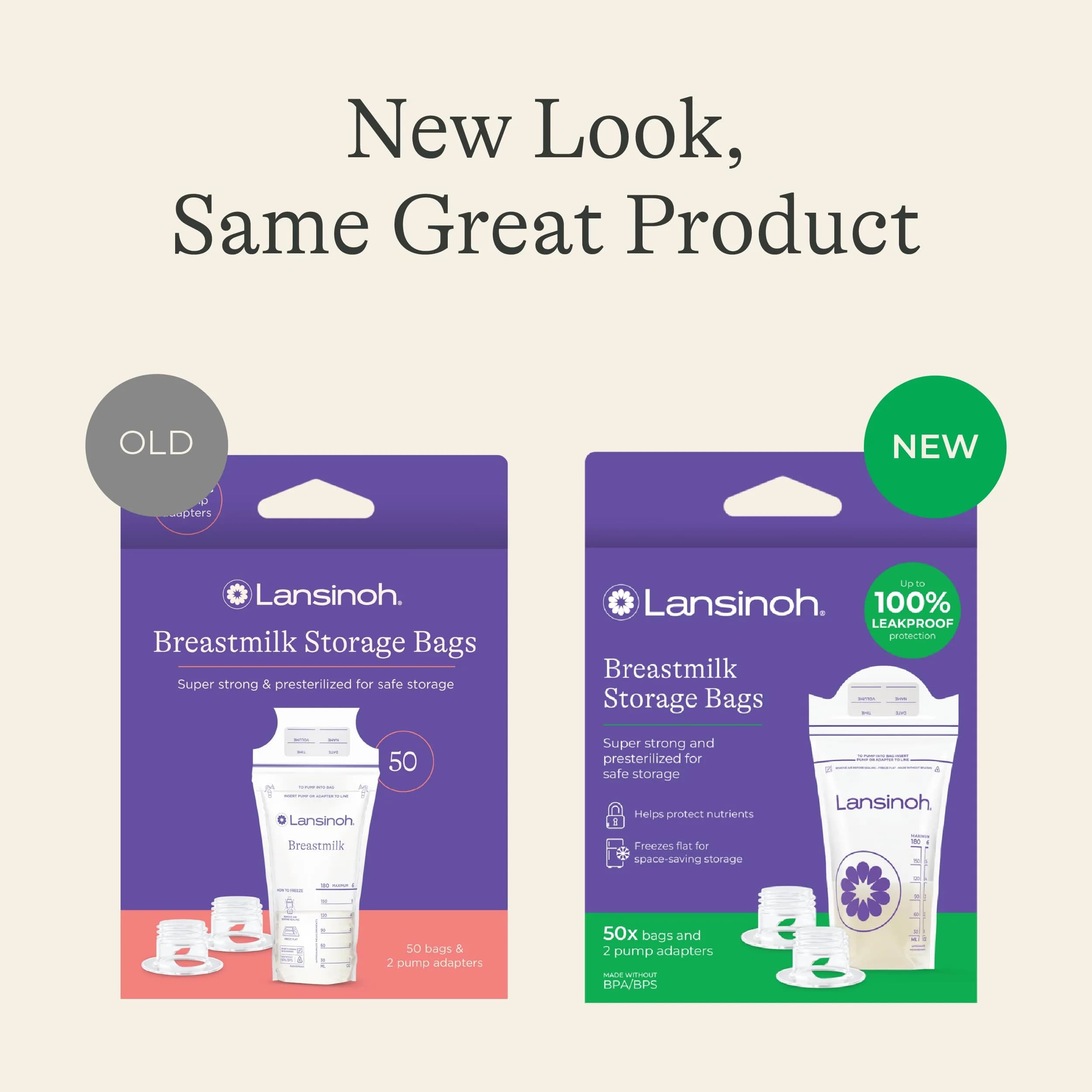 Lansinoh Breastmilk Storage Bags 6oz (177ml) with 2 Pump Adapters | USA-Imported, BPA-Free, 50 Count - view 2