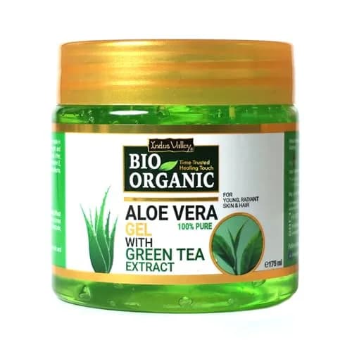 INDUS VALLEY Bio Organic Pure Aloe Vera Gel With Green Tea Extract 175ml (5.9 Fl Oz) | Soothes & Hydrates Skin, Scalp, Hair thumbnail 1