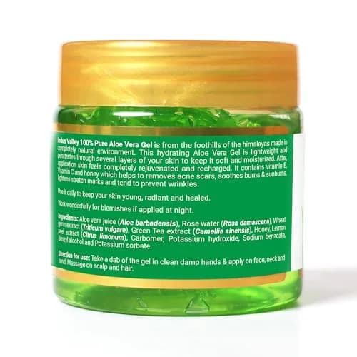INDUS VALLEY Bio Organic Pure Aloe Vera Gel With Green Tea Extract 175ml (5.9 Fl Oz) | Soothes & Hydrates Skin, Scalp, Hair thumbnail 2