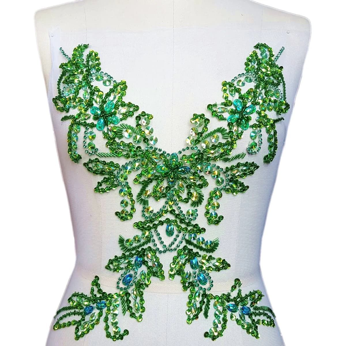 Succi Shan Beaded Applique Patch 15.3x11.4" | Handmade Floral Embroidered Rhinestones