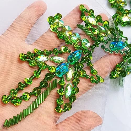 Succi Shan Beaded Applique Patch 15.3x11.4" | Handmade Floral Embroidered Rhinestones thumbnail 4