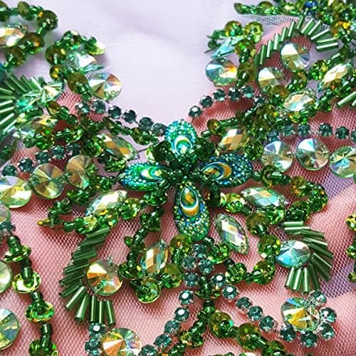 Succi Shan Beaded Applique Patch 15.3x11.4" | Handmade Floral Embroidered Rhinestones thumbnail 5