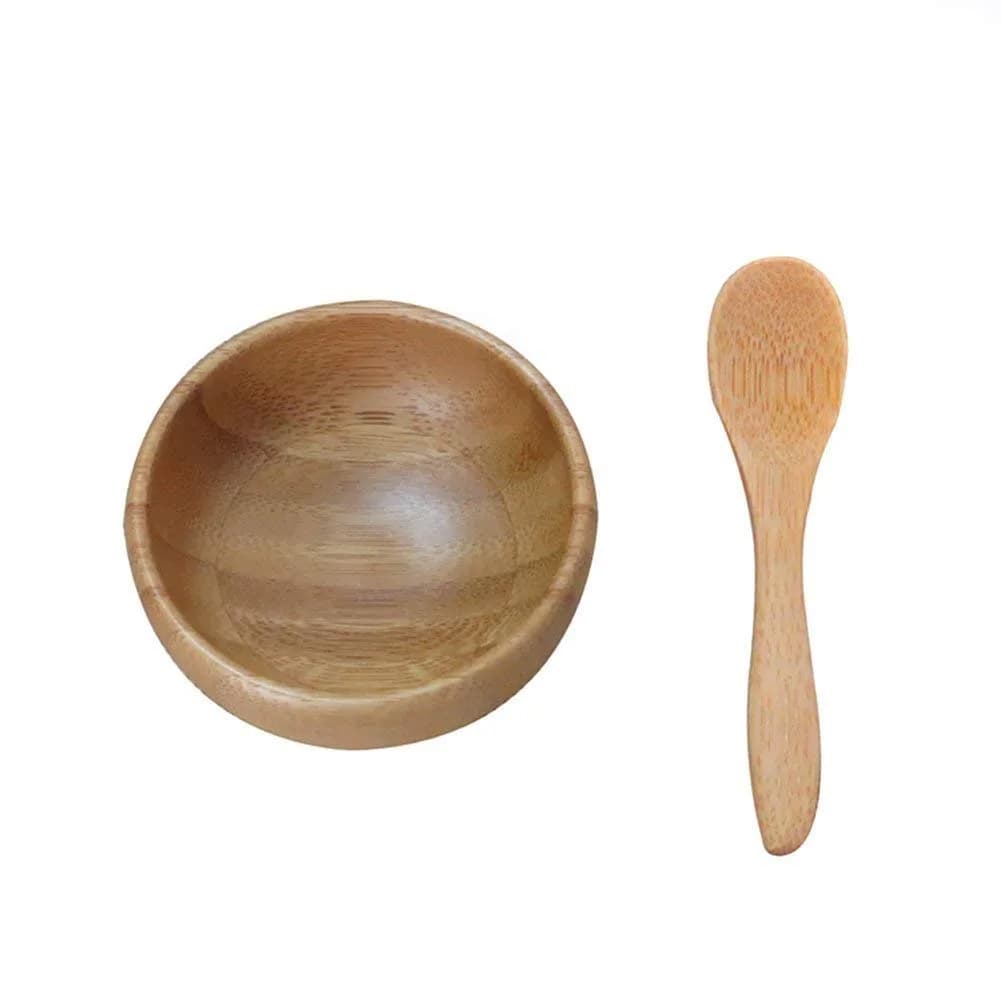 erioctry Mask Bowl- Small Eco Bamboo Mask Bowl & Spoon for DIY Masks, Face & Skin Care, 2 Piece Set