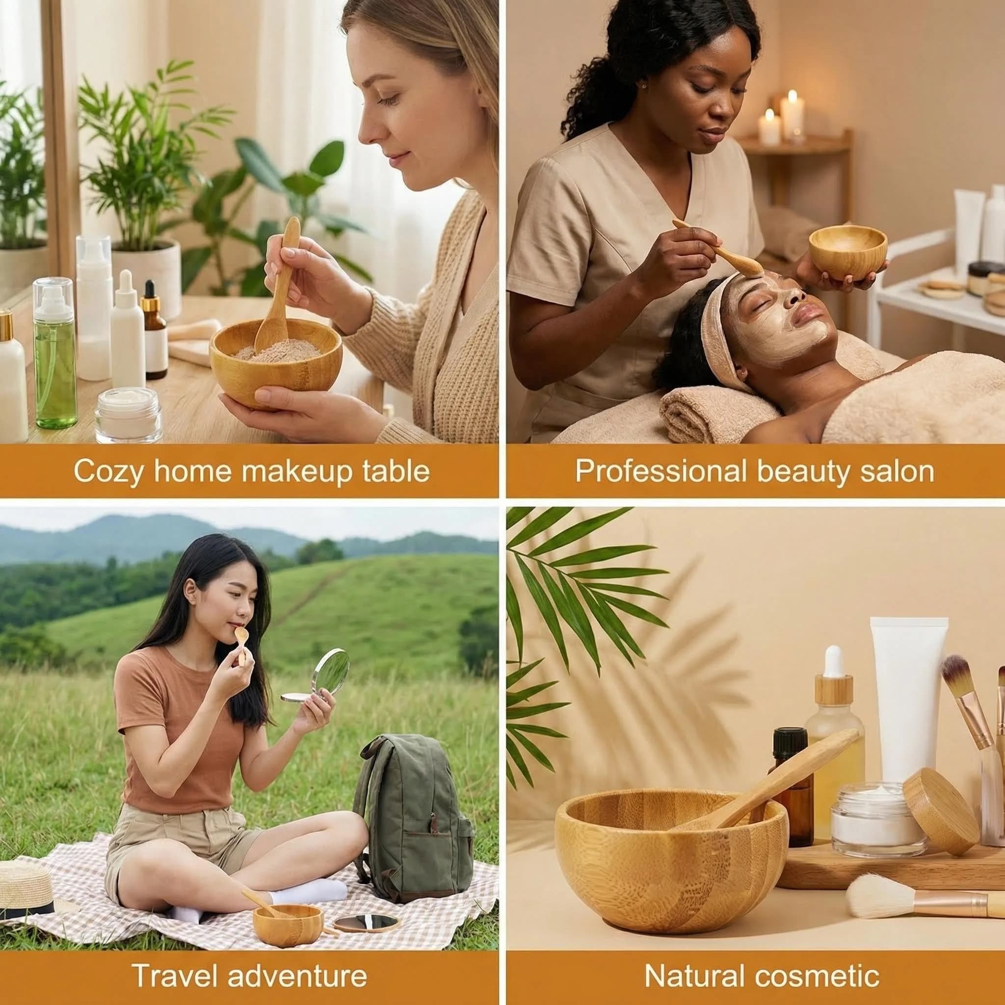 erioctry Mask Bowl- Small Eco Bamboo Mask Bowl & Spoon for DIY Masks, Face & Skin Care, 2 Piece Set - view 5