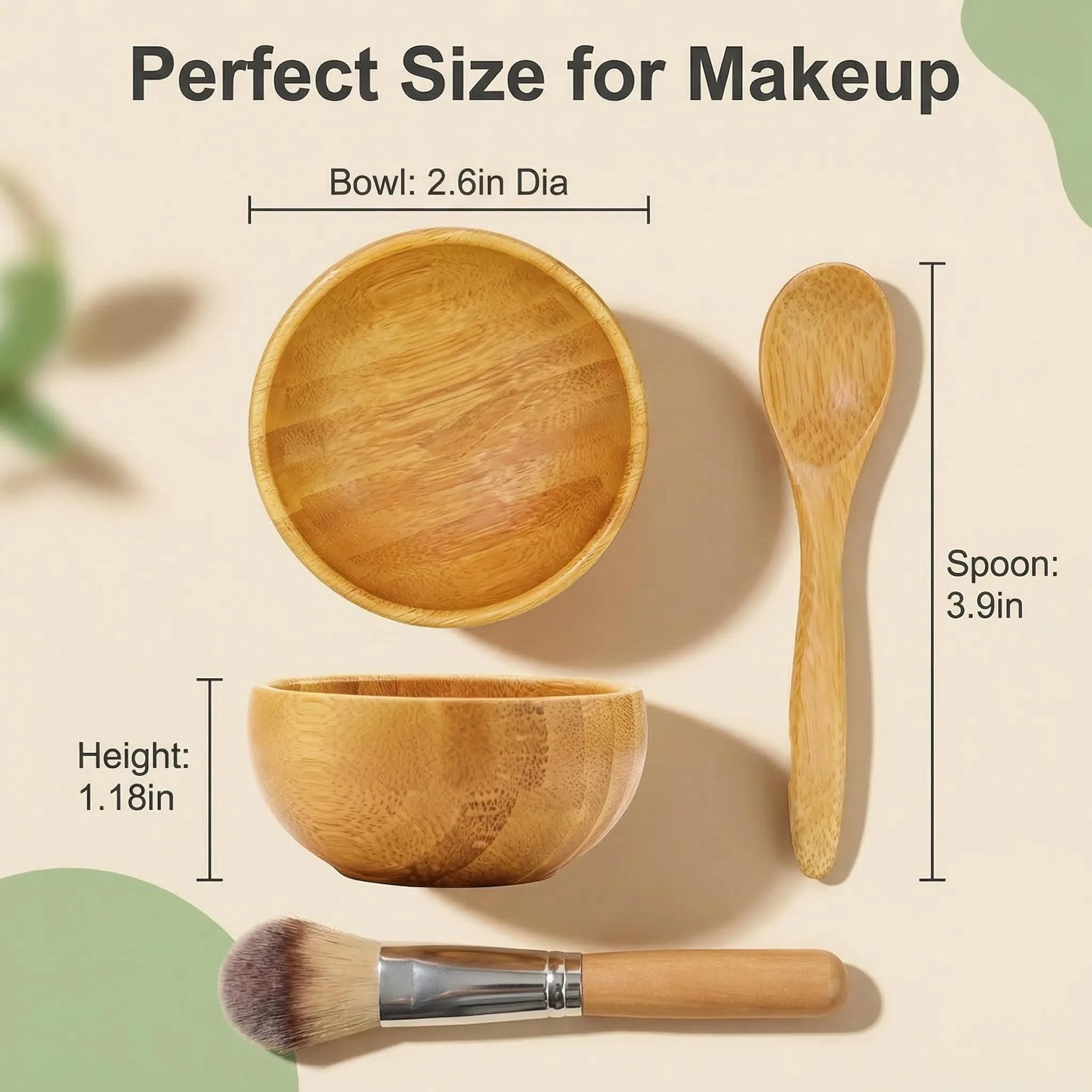 erioctry Mask Bowl- Small Eco Bamboo Mask Bowl & Spoon for DIY Masks, Face & Skin Care, 2 Piece Set - view 2