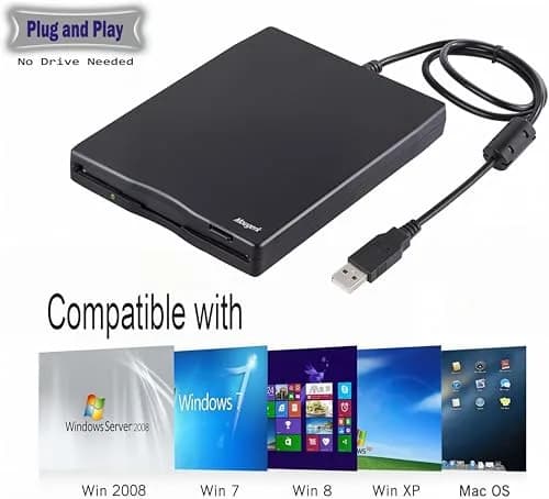 Mougerk Floppy Drive 3.5 External USB Floppy Diskette Drive | Portable Data Storage (70-120c) thumbnail 6