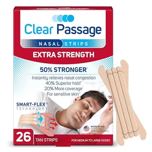 Clear Passage Nasal Strips Extra Strength 26 Count | Instantly Improve Sleep & Reduce Snoring thumbnail 1