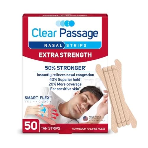 Clear Passage Extra Strength Nasal Strips Tan 50 Count | Opens Nasal Passages for Better Sleep thumbnail 1