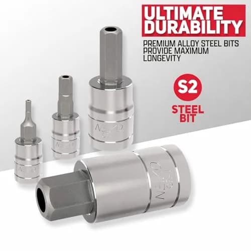 NEIKO Tamper-Proof Hex Bit Socket Set, 26 Pieces | SAE (5/64-9/16”) and Metric (2-14MM) thumbnail 3