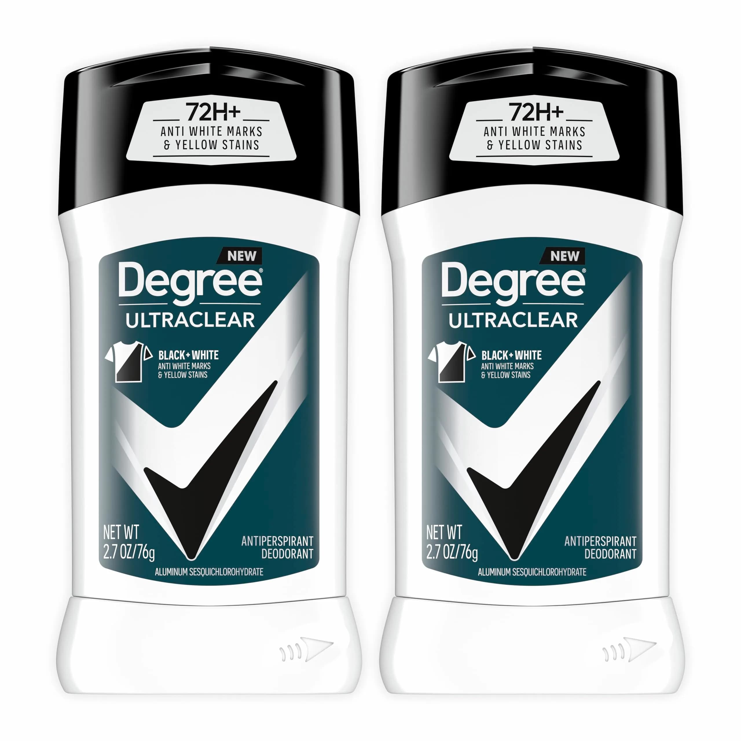 Degree Men UltraClear Black+White Antiperspirant Deodorant 72-Hour Protection 77.4 ml (2.7 oz) | Prevents Stains on Black & White Clothing — Black