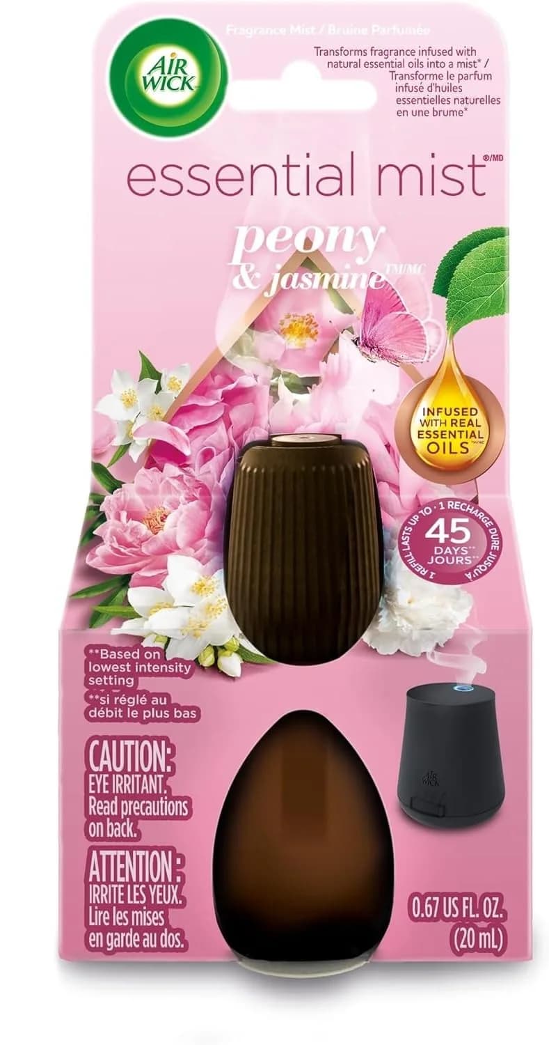 Air Wick Essential Mist Refill Peony and Jasmine 4 Fl Oz (118 ml) | Natural Essential Oils Diffuser - main product image