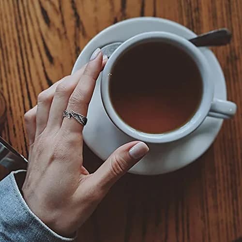 TIGRADE Antique Stainless Steel Ring Feather Angel Wing Cast Black Silver Band Size 9.5 | Elegant Design & Durable Material thumbnail 5