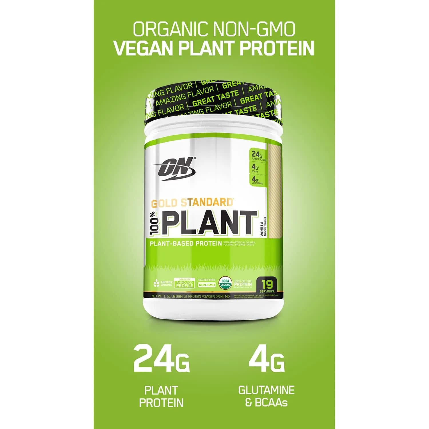 Optimum Nutrition Gold Standard 100% Plant Based Protein Powder Chocolate 721 g (1.59 lb) | USDA Organic & Non-GMO - view 3