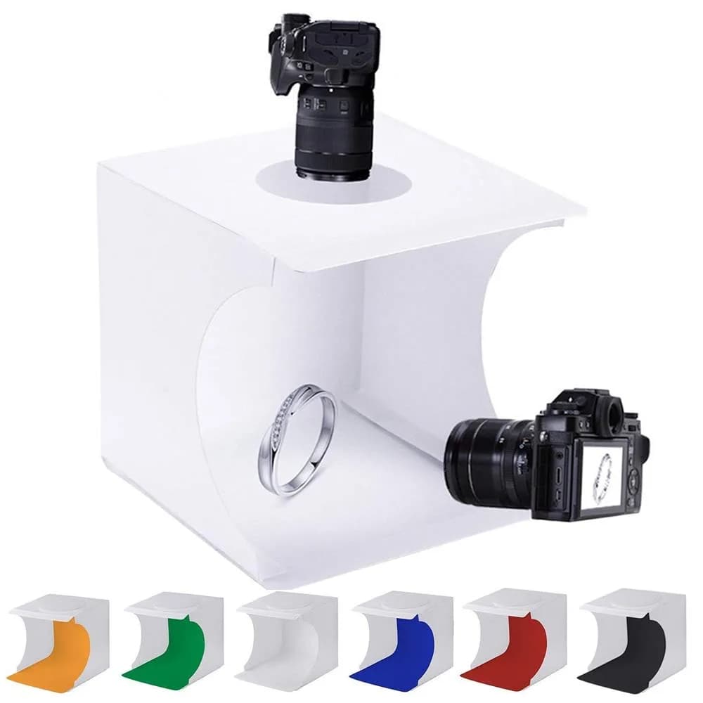 SENLIXIN Mini Photo Studio Light Box Kit 20cm (7.87 inches) | Portable Foldable Shooting Tent with LED Lights & 6 Backgrounds — 20x20x20cm Photo Studio